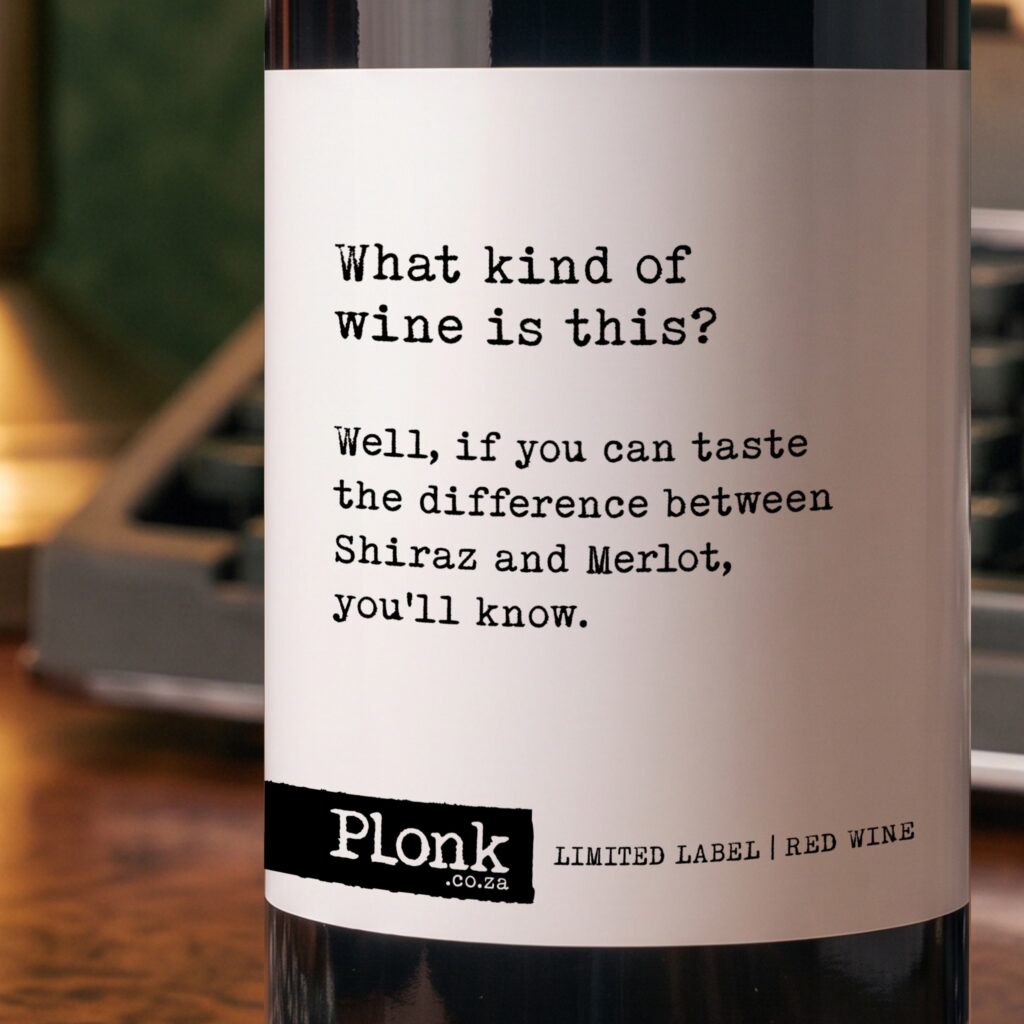 Bottle of Plonk wine showing the what kind of wine is this label